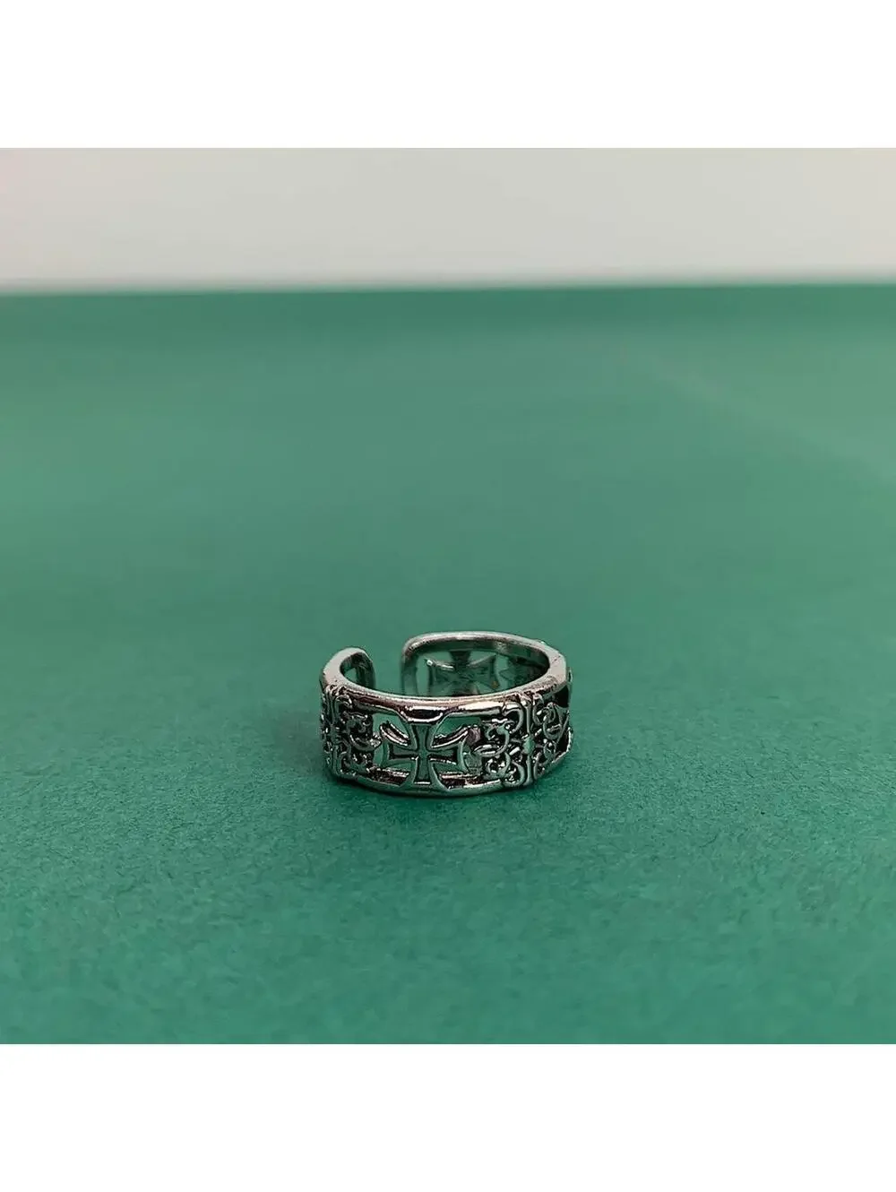 Gothic cross grunge biker ring. Unisex